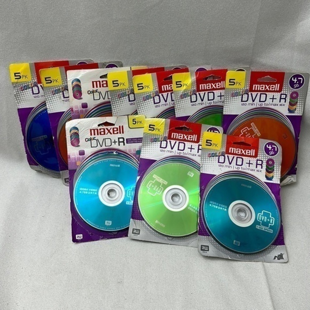 10-5 packs Maxell Multi Color Superior Archival Life‎ for Storing Valuable DVD-R